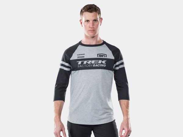 Unbekannt Jersey 100% 3/4 Sleeve Tech Tee Medium Dark Grey/B