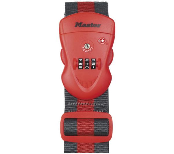 Master Lock Gep&auml;ckgurt mit Zahlenschloss Rot 950 - 2000 mm